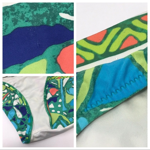 TRINA TURK Green Multicolor Abstract Bikini Size 8 - Picture 7 of 8